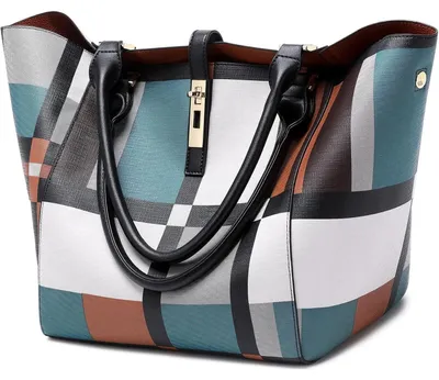 Produktbild von Shopper Tasche Damen Groß Lederoptik Henkeltasche Schultertasche Blau 28x21x29 cm