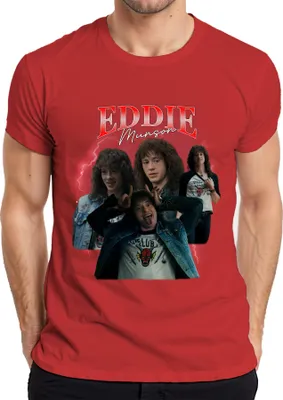 Produktbild von Eddie Munson Hellfire Club Stranger Metal Geschenk Vintage Serie 90s Bootleg Herren T-Shirt, Rot, XL