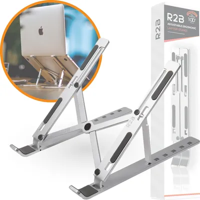 Produktbild von R2B LaptopStänder, Belüfteter Laptophalter, Faltbarer Laptop Stand, 360° drehbar Notebook Ständer, Macbook Ständer, Laptop Halterung, Höhenverstellbar