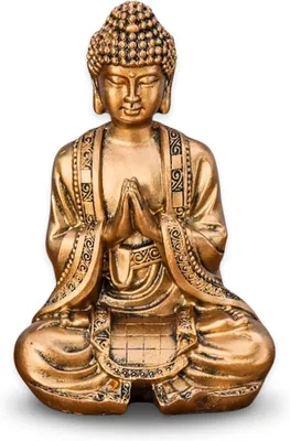 Imagen del producto de Estatua de Buda, color dorado, 12 cm, decoración para el hogar, estilo Feng Shui