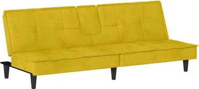 Produktbild von vidaXL Schlafsofa mit Getränkehaltern Gelb Samt