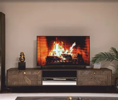 Produktbild von Casa Padrino Luxus TV Schrank mit 3 Schubladen Braun / Messing 230 cm - Wohnzimmer & Hotel Möbel