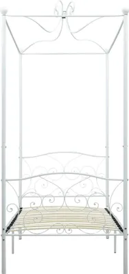 Produktbild von Hochwertigen Möbel Klassische Betten - Weiß Himmelbett-Gestell Weiß Metall 90x200cm NEU3628243