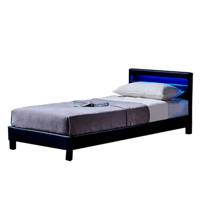 Zdjęcie produktu dla HOME DELUXE - Łóżko LED Astro - Czarne, 90 x 200 cm - Ze stelażem I Łóżko tapicerowane Łóżko designerskie z oświetleniem
