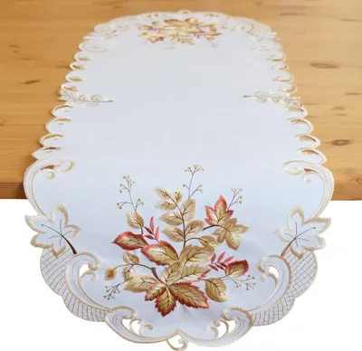 Produktbild von Tischläufer Blätter bunt Herbstlaub Stick 40x110 cm beige