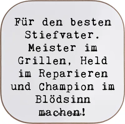 Produktbild von Mr. & Mrs. Panda Untersetzer für Gläser Spruch Bester Stiefvater - Weiß - Geschenk, gläseruntersetzer, Geburtstage, Tischuntersetzer, Familie, Teeuntersetzer, Coaster