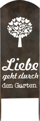Produktbild von Gilde Gartenstecker mit Weisheit und Herzbaum "Liebe geht durch den Garten" dunkelbraun, GesamtH=: 110 cm B= 35,0 cm H= 90,0 cm 68355