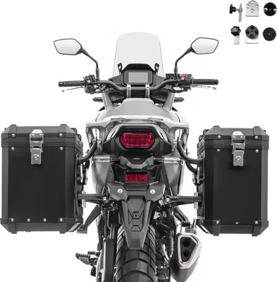 Produktbild von Set Motorrad Alukoffer 38-48 Liter Seitenkoffer XW38-48 schwarz + Adap
