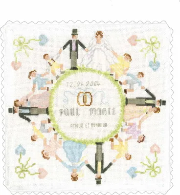 Produktbild von Le Bonheur des Dames Kreuzstich Stickpackung  "Hochzeitskissen I", Zählmuster, 20x20cm