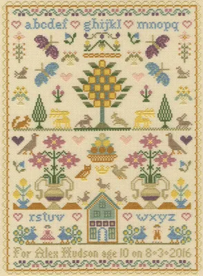 Kreuzstich-Set Geburtstagssampler, 24x34 cm, Zählmuster