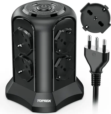 Zdjęcie produktu dla Pionowa listwa zasilająca z 8 gniazdami - 4000W/250V - Listwa zasilająca z przełącznikiem - kabel 2 m