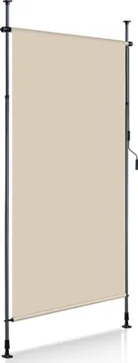 Produktbild von Faziango Senkrechtmarkise Außenrollo 120 x 270 cm Balkonrollo mit Handkurbel Sichtschutz Vertikalmarkise ohne Bohren Sonnenschutz Windschutz Markise Creme