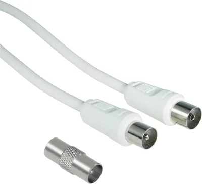 Immagine prodotto di Hama Cavo antenna M F con adattatore M M 1.5 metri 75 dB bianco