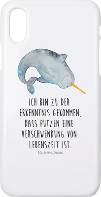 Produktbild von Mr. & Mrs. Panda Iphone 10 Handyhülle Narwal - Weiß - Geschenk, Wal, Hülle, Putzen, Meer, Kinderzimmer, Cover, Hausfrau, Aufräumen, Handy, X