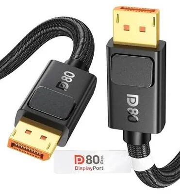 Produktbild von 80Gbps DisplayPort Kabel 2.1 2M [VESA-] DP80, [8K@240Hz 4K@540Hz 360Hz 240Hz 180Hz] DP 2.1 Kabel 16K, HDR10 FreeSync G-Sync UHBR20 für PC, Gaming-Monitor, 5090 7900XTX
