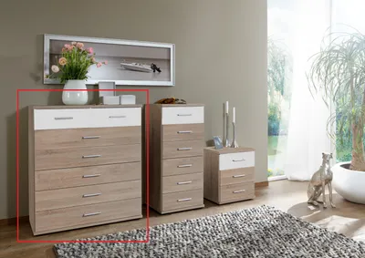 Produktbild von Kommode >Click< (B/H/T: 90x106x40 cm) in Eiche-Sägerau-Nachbildung