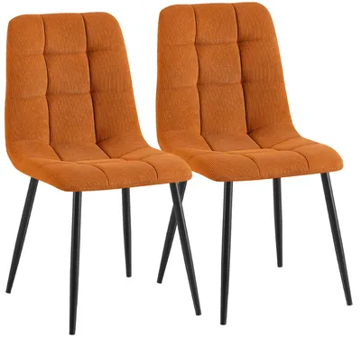 Produktbild von CLP 2er Set Esszimmerstühle Antibes Cordbezug gepolstert Rückenlehne bis 150 kg orange