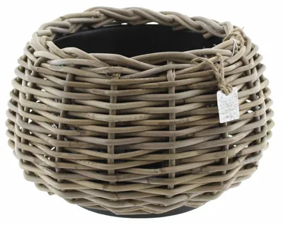 Produktbild von Pflanzen-/blumenkorb - Tina - rund - Rattan - geflochtene Weide - D30 x H19 cm - Trockentopf