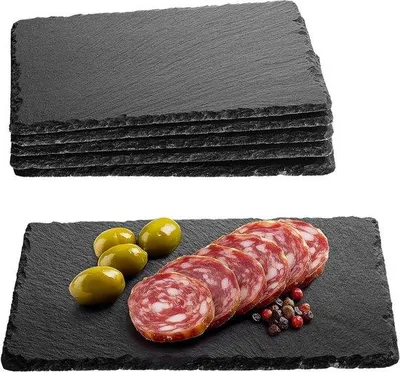 Produktbild von 6er Servierplatte aus Naturstein - 23x15cm - Käsebrett mit Kratzschutzschicht