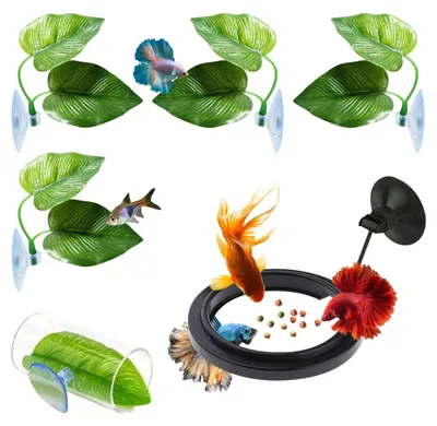 Aquarium-Deko-Set, 6-teilig, mit Betta-Hängematten, Futterring und Tunnel