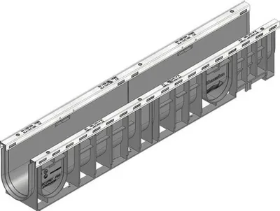 Produktbild von Hauraton Recyfix Plus 100 Entwässerungsrinne Unterteil Typ 010 aus PP 1000 mm x 147 mm x 186 mm