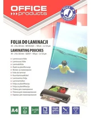 Zdjęcie produktu dla Folia do laminowania A4 połysk 2x125um 100szt