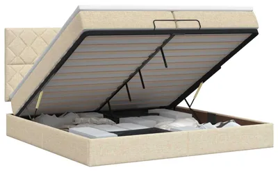 Produktbild von vidaXL Ottoman Bett mit Matratze mit Kopfteil Creme 200 x 200 cm Stoff