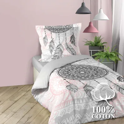 Produktbild von 2tlg Wende Bettwäsche 140x200 Traumfänger Baumwolle Bett Decke Garnitur Teenager