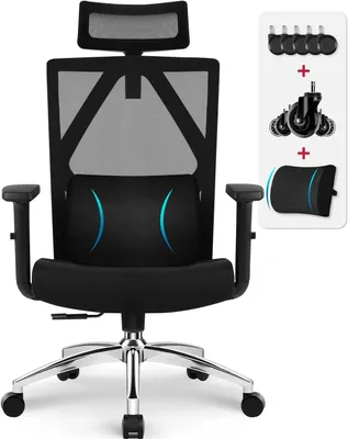 Produktbild von Portreen Bürostuhl, Bürostühle, Schreibtischstuhl, bürostuhl ergonomisch mit verstellbare Armlehnen, höhenverstellbar，Lendenstütze ,Chefsessel 200kg