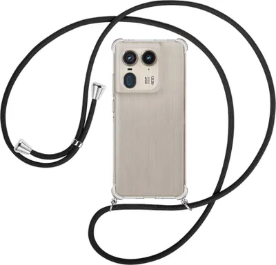 Produktbild von Handykette Backcover-Schutzhülle mit Band (Metall silberfarben) für Motorola Edge 50 Ultra 5G - schwarz