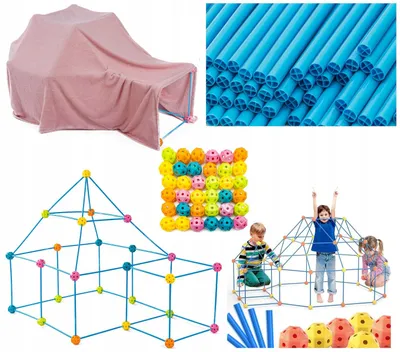 Produktbild von DK Große Strohhalm-Bausteine Kreativ-Set Kinder Mix 118 Teile