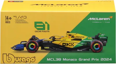 Obrázek produktu pro Bburago, model v měřítku 1:43, monopost F1 McLaren MCL38, Oscar Piastri, Velká cena Monaka 2024, Senna