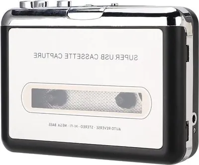 Immagine prodotto di Convertitore portatile da cassetta USB a CD – Registrazione audio da cassette Walkman in formato MP3 – Compatibile con lettori di cassette per laptop e PC