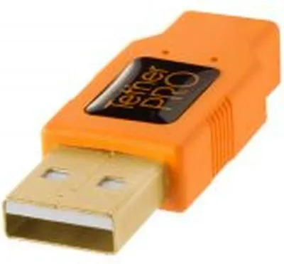 Image de Tether Tools TetherPro - Câble USB - USB (M) à mini-USB, type B (M) - USB 2.0 - 4.6 m - orange vif