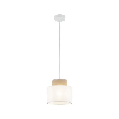 Immagine prodotto di Luce a sospensione Metallo Tessuto D: 20 cm rotondo H: max. 160 cm Bianco Naturale E27 Luce a sospensione retrò