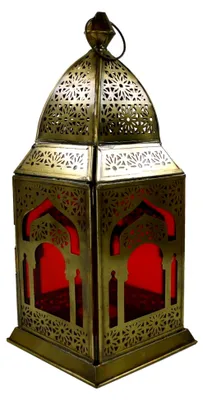 Produktbild von Orientalische Laterne aus Metall und Glas im marokkanischen Design, rot