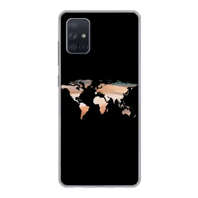Produktbild von MuchoWow® Handyhülle Schutzhülle Hülle für Samsung Galaxy A71 Weltkarte - Farbe - Schwarz Silikon Softcase Handy Hülle - Kartenbesitzer