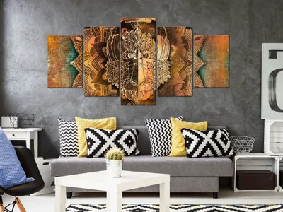 Image de Tableau acoustique Singe Or 200 x 100 cm Tableaux Mousse acoustique Absorbeur acoustique haute performance Isolation acoustique Toile 5 pièces Tableau mural Acoustique intérieure Isolation acoustique n-A-0051-b-n