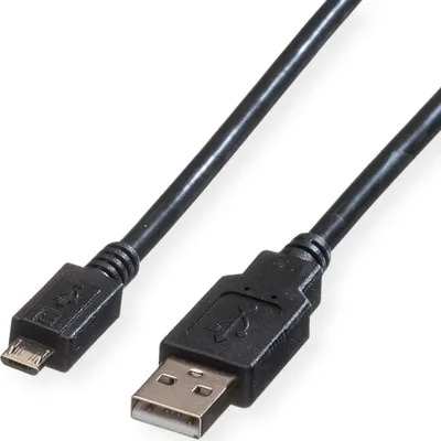 Produktbild von ROLINE USB 2.0 Kabel, USB A ST - Micro USB B ST, schwarz, 0,15 m