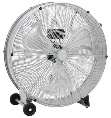 Produktbild von Industrieller Trommellüfter - Bodenventilator - 3 Geschwindigkeiten - Schwerer Stahl-Aluminium-Rahmen - Neigbar einstellbar - Mit stabilem Standfuß - 79 x 37 x 82 cm