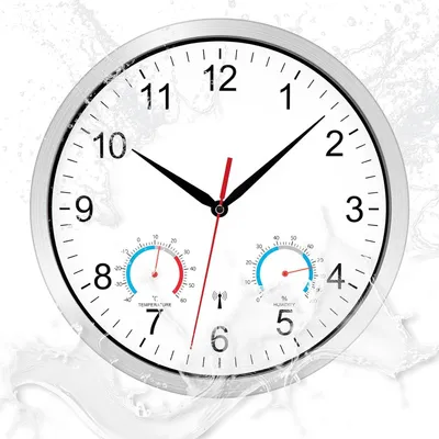 Produktbild von Outdoor Funkuhr Wanduhr Funk Wetterfest Aussen Groß 30cm Weiß | Funkwanduhr, Uhr mit Temperaturanzeige Hygrometer,Außenbereich, Gartenuhr