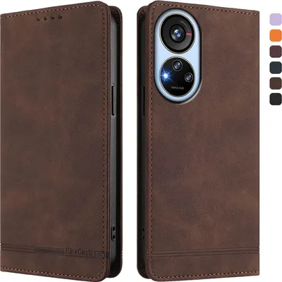 Image de Etui pour ZTE Blade V40s, étui rétro en cuirPolyuréthaneavec support et fentes pour cartes de crédit Marron
