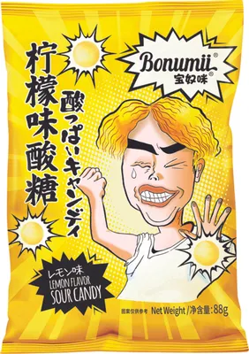 Produktbild von BONUMII Hartbonbons mit Brausefüllung, extra saure, Zitronen-geschmack 88g | Saure Bonbons Lemon-Geschmack