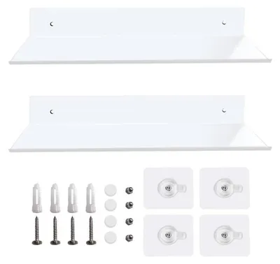 Produktbild von Wandregal ohne Bohren 2 Stück Aluminium Weiß 30cm