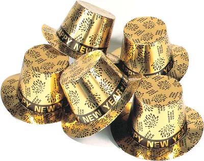 Immagine prodotto di Cappello a cilindro per la festa di Capodanno Happy New Year oro-nero 13,5x29,5 cm -