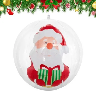 Produktbild von Famanu Aufblasbare Weihnachtskugel - Nachhaltiges PVC-Material - 35 cm Durchmesser - Weihnachtsmann