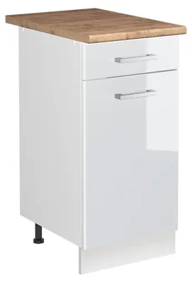 Obrázok produktu pre Spodná skrinka pod drez Vicco R-Line Biely vysoký lesk/biely 40 cm pracovná doska Dub Goldkraft, Model 72901
