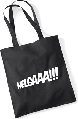 Produktbild von Huuraa Jutebeutel Helgaaa Schriftzug 10 Liter Black Baumwolle Tasche Geschenkidee