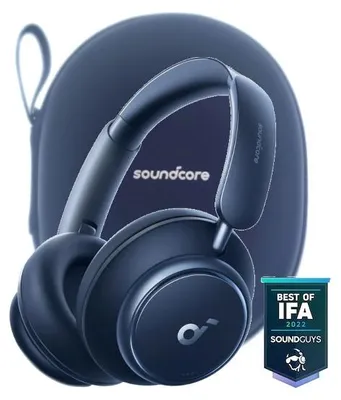 Zdjęcie produktu dla Bezprzewodowe słuchawki Soundcore Q45, kolor niebieski, 50 godzin pracy z aktywną redukcją szumów (ANC), kodek LDAC, mikrofony KI Space Q45