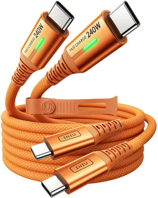 Produktbild von INIU 240W USB C Kabel, [2 Stück 2m] USB C auf USBC Schnellladekabel Orange
